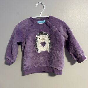 Pekkle 9m purple hedgehog Sherpa fleece pullover sweater